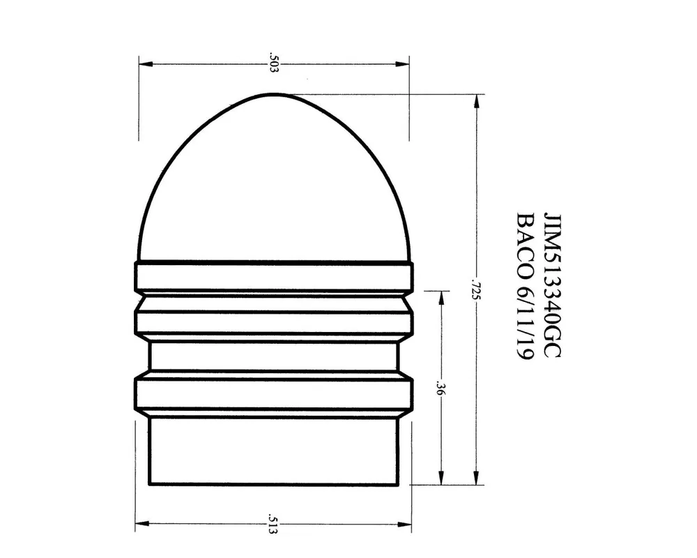 .513" 340 Grain RNGC 1-Cavity Gas Check Cast Bullet Mold