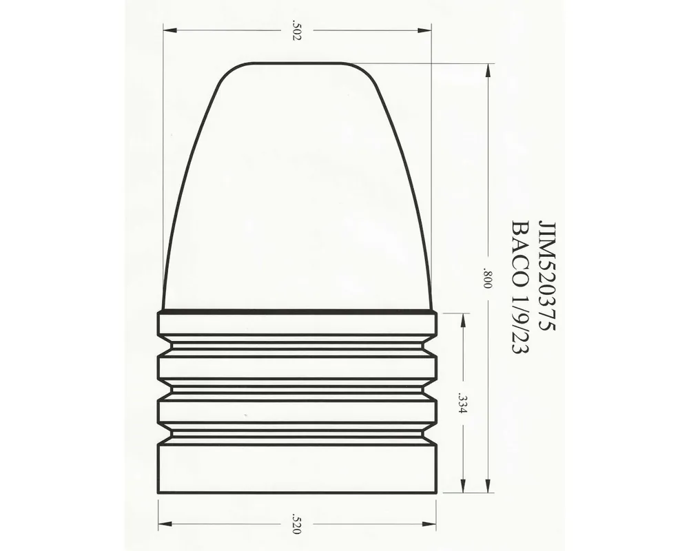 .520" 375 Grain 1-Cavity RNFP Cast Bullet Mould for the 56-50 Spencer