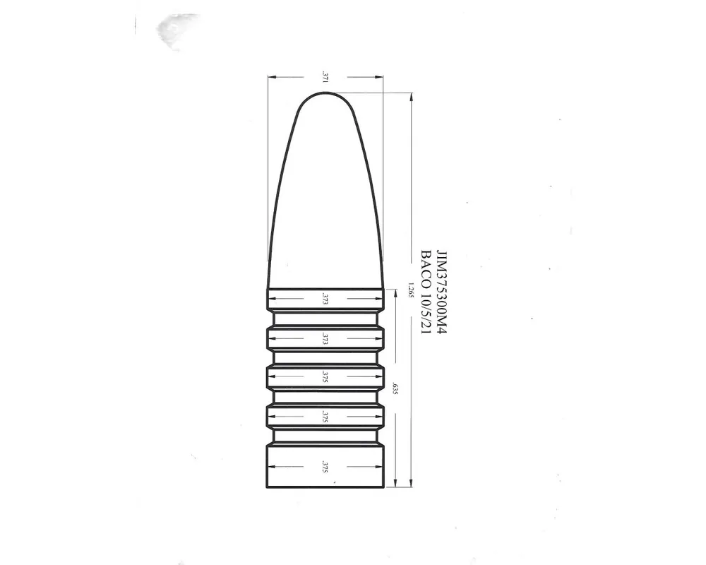 .375" 300 Grain "Money" First Two Bands Reduced Diameter 1-Cavity Bullet Mould