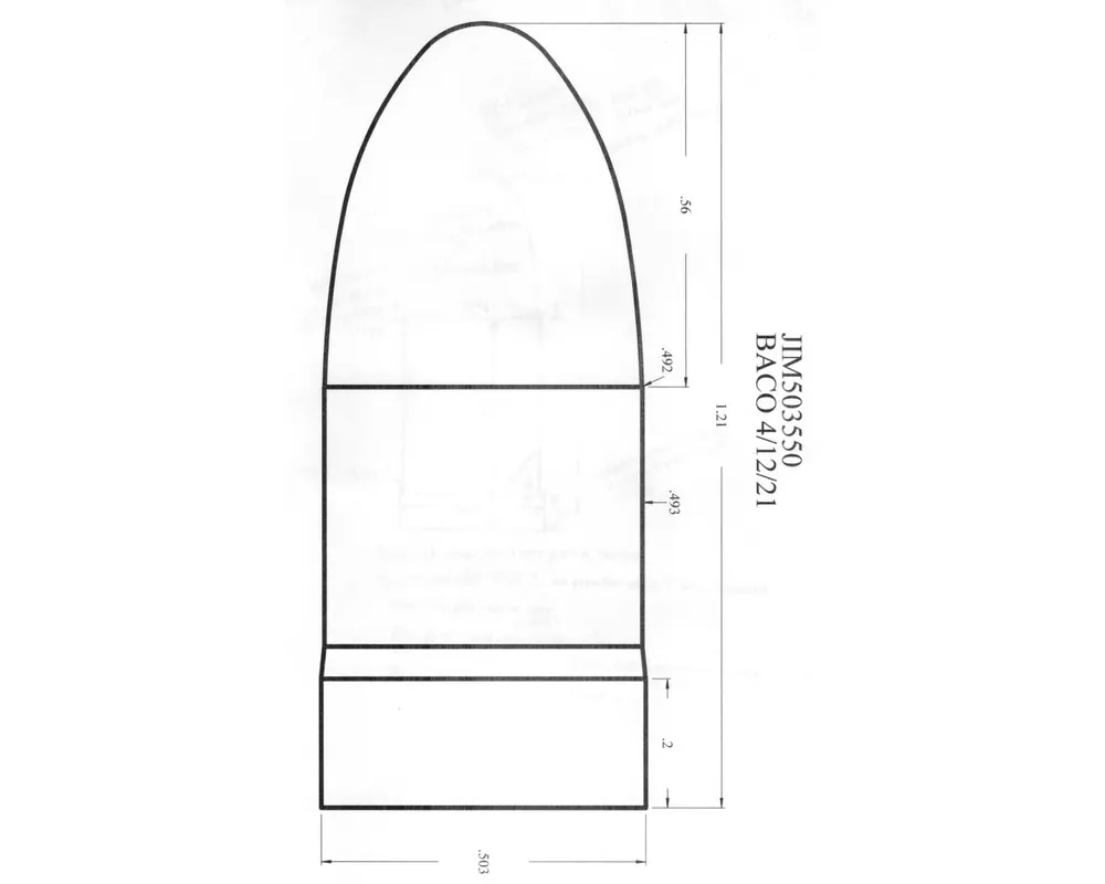.503" 550 Grain Paper Patch Bullet Mould 1-Cavity Flat Base