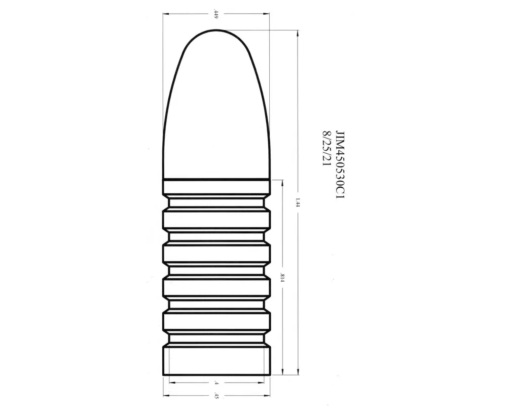 .450" 530 Grain Creedmoor 1-Cavity Cast Bullet Mould