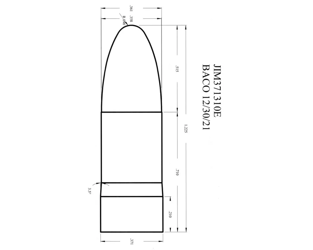 .371" 310 Grain Elliptical Paper Patch Cast Bullet Mold 1-Cavity