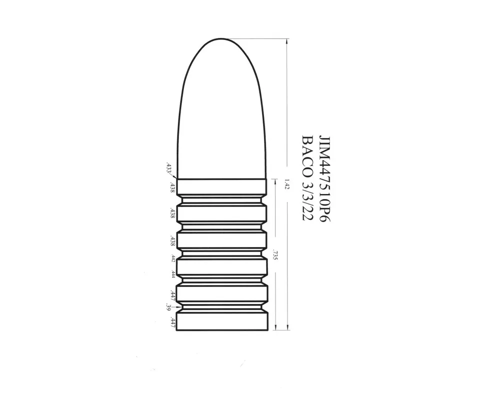 .447" 510 Grain Postel Cast Bullet Mould 2-Cavivity