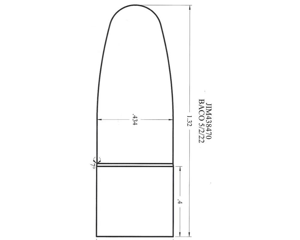 .438" 470 Grain 1-Cavity Elliptical Paper Patch Bullet Mold