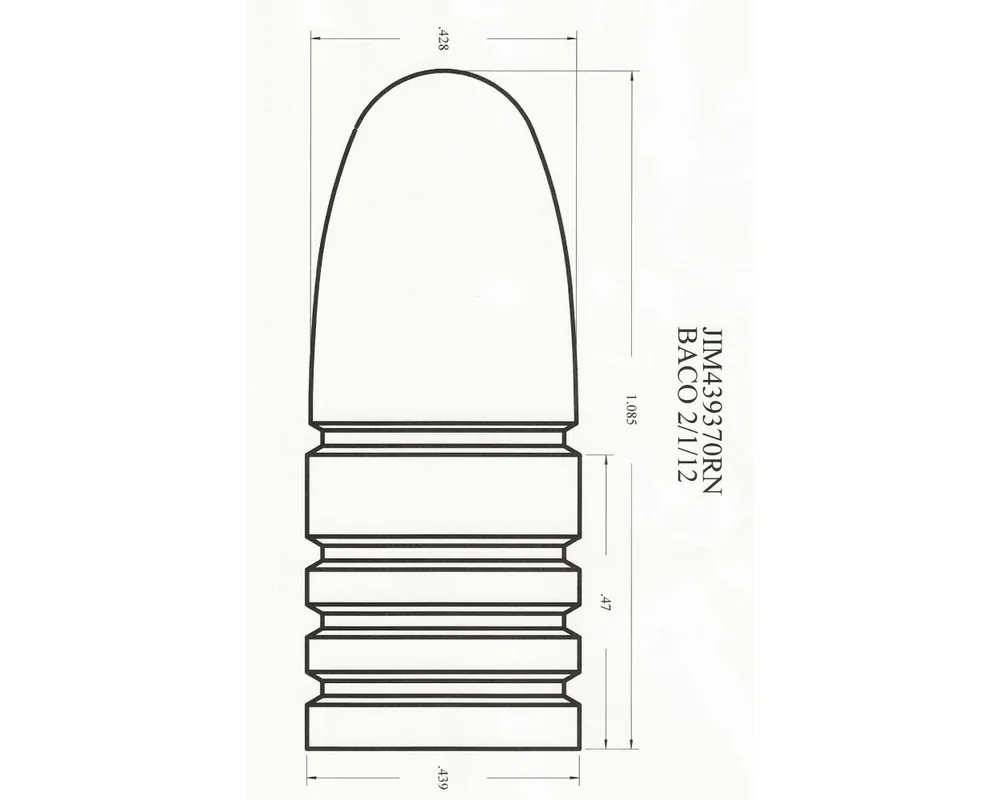 .439" 370 Grain RN Cast Lead Bullet Mold for 43 Spanish Rifles 1-Cavity