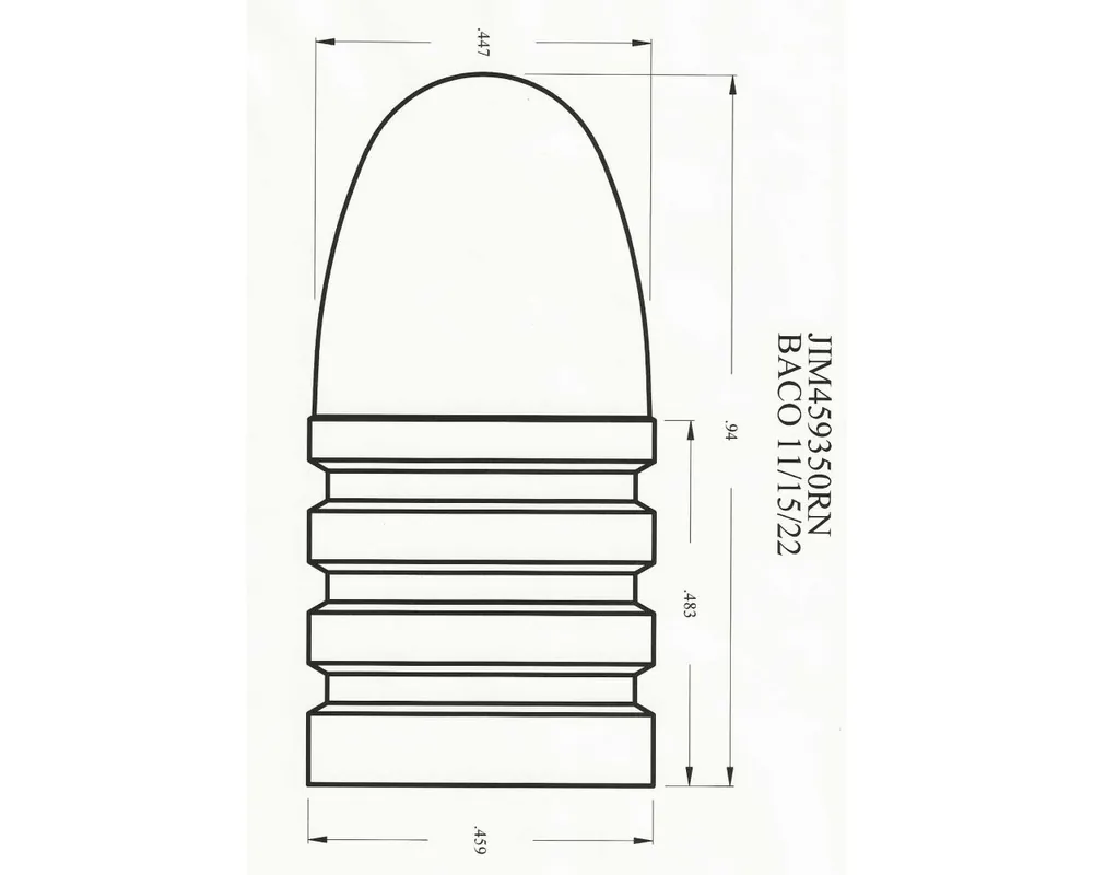 .459" 350 Grain RN Bullet 1-Cavity Chicken Bullet Mould
