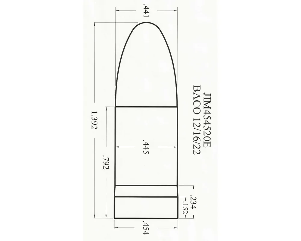 .454" 520 Grain Elliptical 1-Cavity Paper Patch Bullet Mold