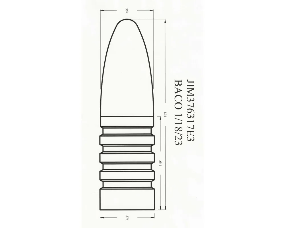 .376" 317 Grain Elliptical Mini Grease Groove 1-Cavity Bullet Mould