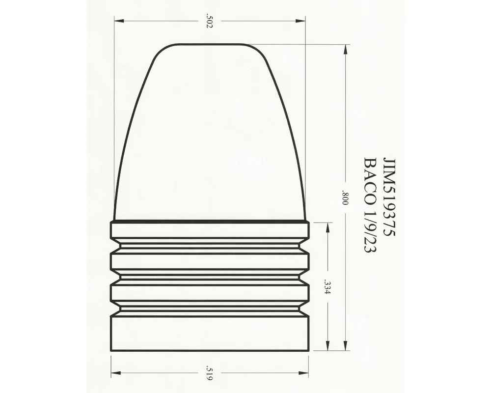 .519" 375 Grain 1-Cavity RNFP Cast Bullet Mould for the 56-50 Spencer