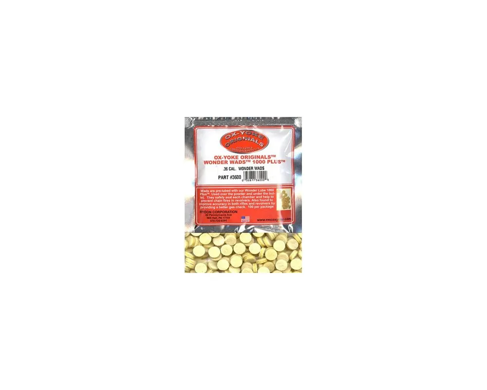 .36 Caliber Lubed Ox-Yoke Originals Wonder Wool Wads Bag of 100
