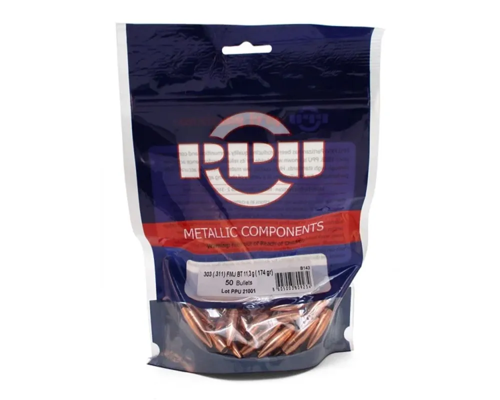 .311" 174 FMJBT Prvi Partizan Jacketed Bullets Bag of 50