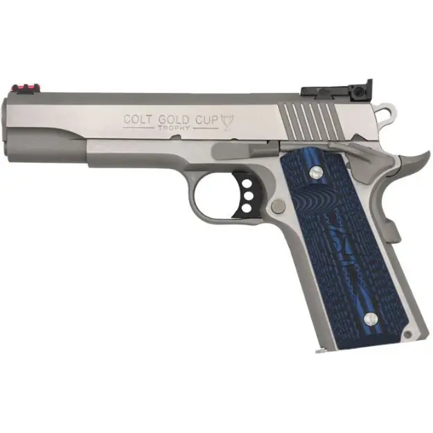 Colt Gold Cup Lite 38 Super 5" 8Rd Stainless Blue G10 Grips