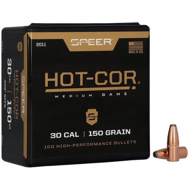 Hot-Cor 30 Caliber (0.308'') 150Gr Flat Nose 100/Box