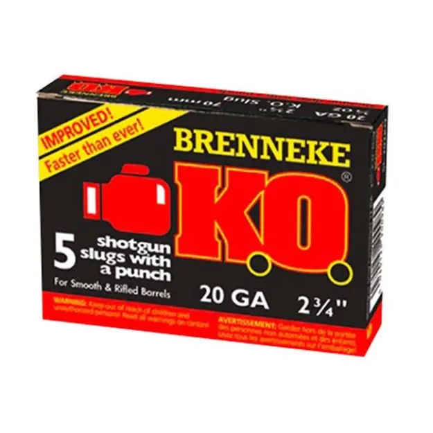 K.O. 20 Gauge 2-3/4'' 3/4Oz Rifled Slug 5/Box
