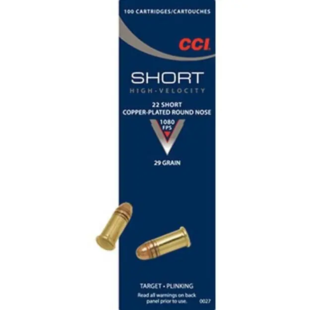 Cci 22 Short 29Gr Plated Rn 1080Fps 100Rd 50Bx/Cs