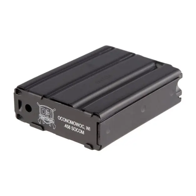 D&H Tactical Magazine 458Soc 4Rd Blk W/Laser Logo Ar15