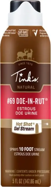 Tinks Deer Lure #69 Doe-In-Rut Hot Shot Gel 5Oz. Aerosol