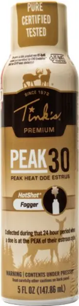 Tinks Peak30 Premium Deer Lure Estrus Fogger 5Oz. Aerosol