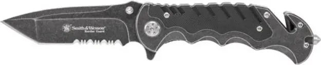 S&W Knife Border Guard 3.5" Blade W/Strap Cutter/Gls Brekr