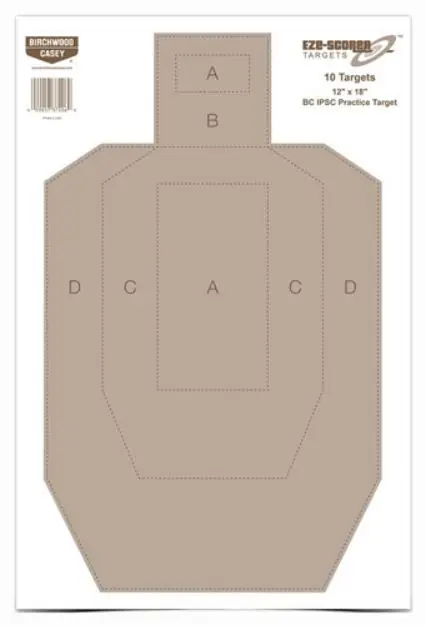 B/C Target Eze-Scorer 12"X18" Ipsc Practice 10 Targets