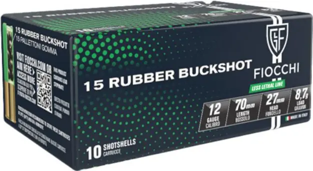 Fiocchi Rubber Buck 12Ga 2.75" 15-Pellet 10Rd 25Bx/Cs