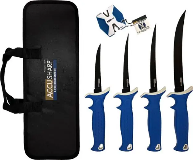 Accusharp 6-Piece Fillet Knife Kit W/Sharpener & Zip Case