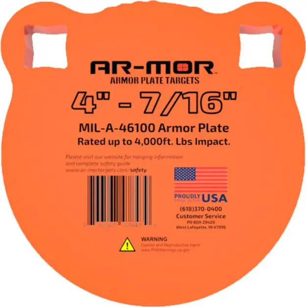 Ar-Mor 4" Mil46100 Steel Gong 7/16" Thick Steel Orange Round