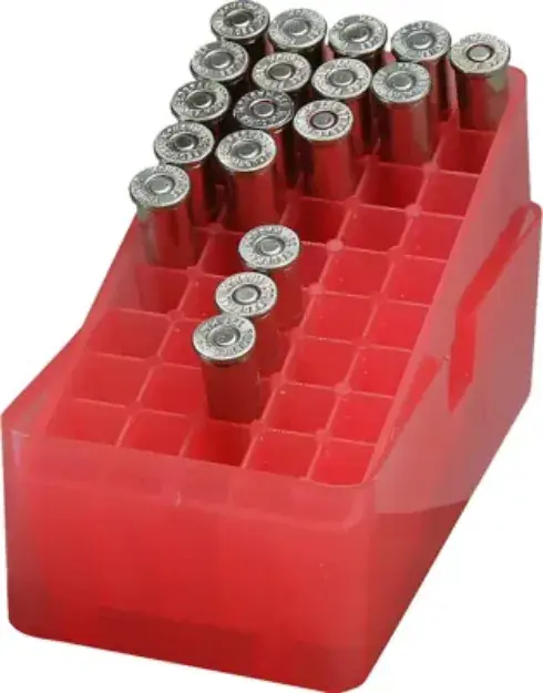 Mtm Slip-Top Ammo Box 50 Rd Square Hole 38 - 357 Clr-Smoke