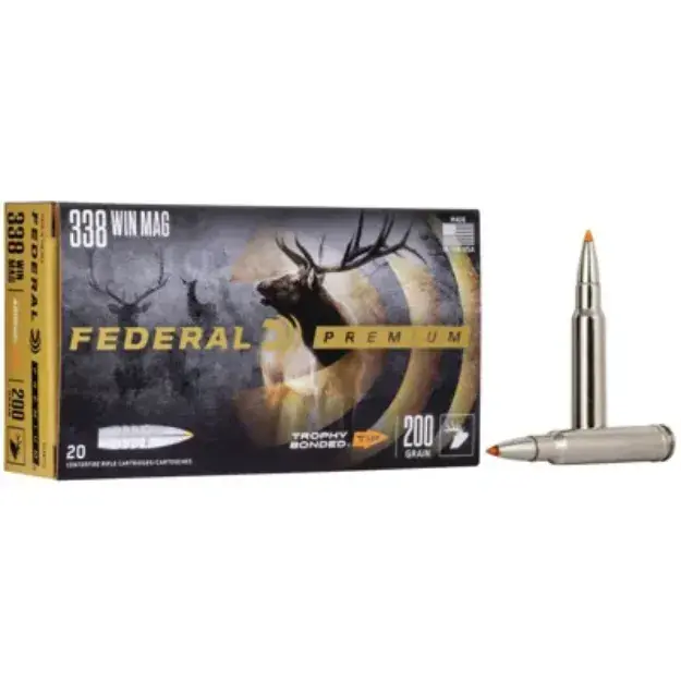 Federal 338 Win Mag 200Gr Trophy Bonded Tip Ammo 20Rd