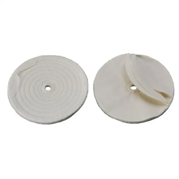 Muslin Polish Wheel, Stitched, 6'' X 3/8'' Thick, 1/2'' Arbor