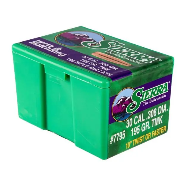 Sierra Bullets .30 Cal .308 195Gr Hp-Bt Match Tmk 100Ct !