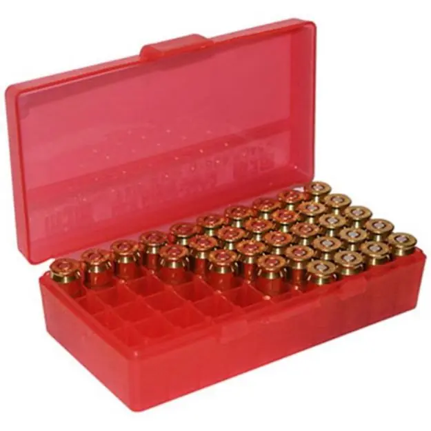Flip Top Pistol Ammo Box 357 Mag-38 Spl 50 Round Red