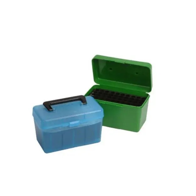 Mtm Deluxe Ammo Box 50-Rounds Rifle 7Mm Rm To 300 Wm Clr Blu