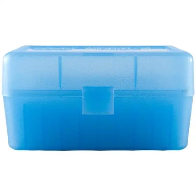 Flip Top Rifle Ammo Box 220 Swift-338 Federal 50 Rnd Blue