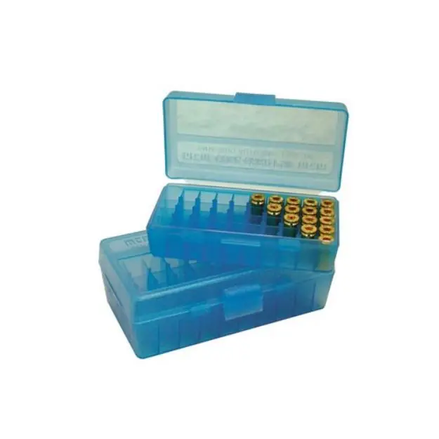 Flip Top Pistol Ammo Box 357 Mag-38 Spl 50 Round Blue