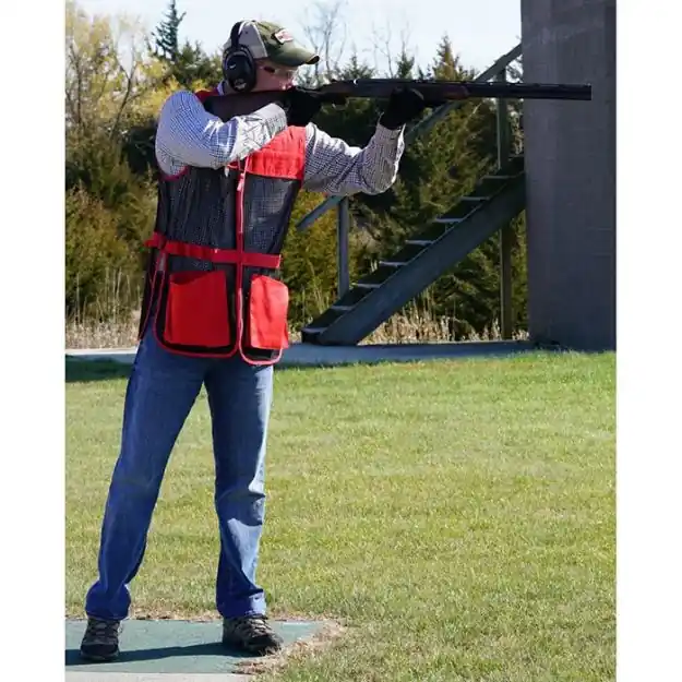 Full Mesh Dual Pad Shooting Vest Red L