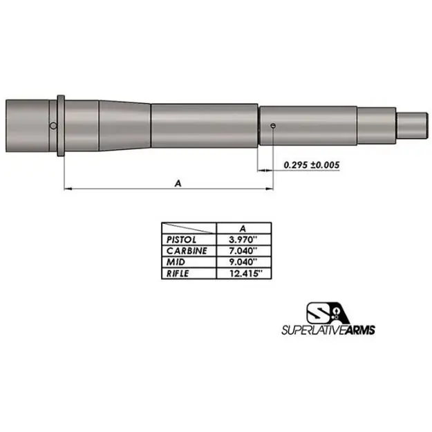 Ar-15 Adj Piston System W/Solid .750'' Gas Block Midlength Lh