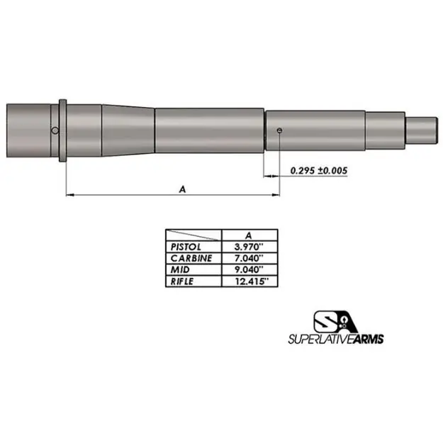 Ar-15 Adj Piston System W/Solid .750'' Gas Block Pistol Rh