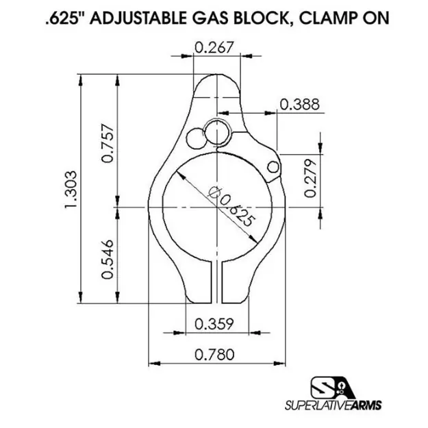 Ar-15 Clamp On Titanium Adjustable Gas Block .625'' Gray