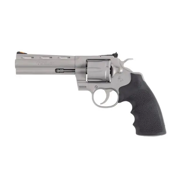 Colt Python 357Mag 5" 6Rd Matte Stainless Hogue Grips<