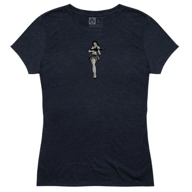 Women's Hula Girl Tri-Blend T-Shirt Large Navy