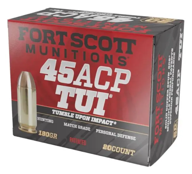 Fort Scott 45Acp 180Gr Tui Solid Copper 20Rd 25Bx/Cs