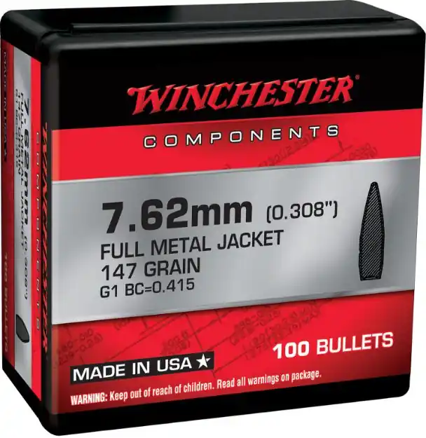 WIN WB762M147X BUL 7.62 147 FMJBT RTL 100/10