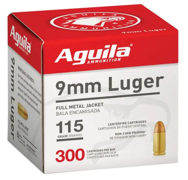Aguila 9Mm Luger 115Gr Fmj-Rn 300Rd 4Bx/Cs