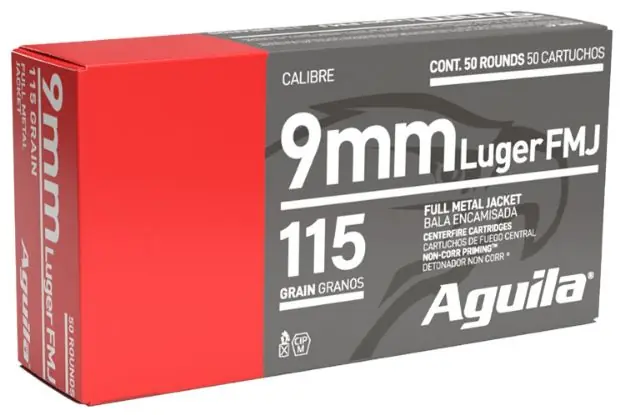 Aguila 9Mm Luger 115Gr Fmj-Rn 50Rd 20Bx/Cs