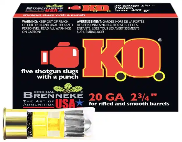 Brenneke Usa Ko 20Ga 2.75" 3/4Oz Slug 5Rd 50Bx/Cs
