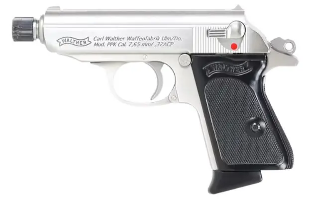 Walther Ppk Sd 32Acp Stainless Fs 7Rd Black Synthetic Grips