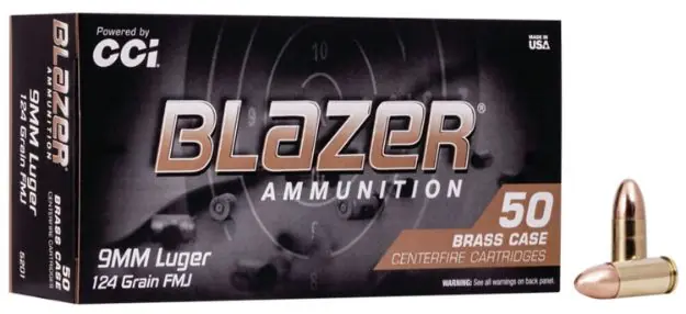 CCI 5201 BLAZER BRASS 9MM 124 FMJ 50/20