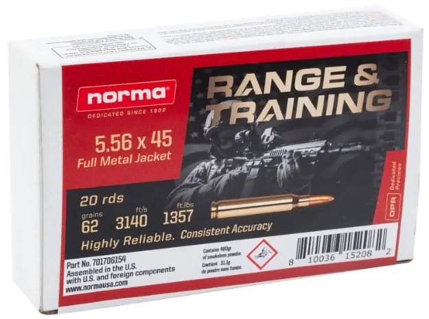 NORMA 701706154 556 62GR FMJ 20/10