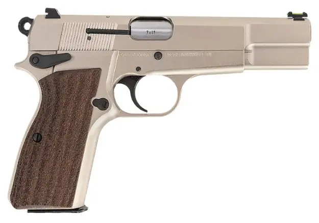 Inglis P-35N Hi-Power 9Mm 4.7" Bbl 2-15Rd Nickel/Wood